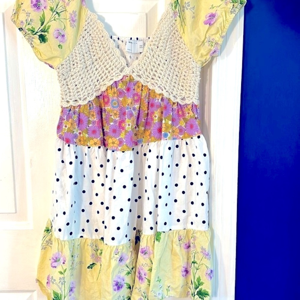 NWOT Women’s ASOS Design Crochet Insert Cream and Purple Babydoll Dress Size 6 - Picture 5 of 10